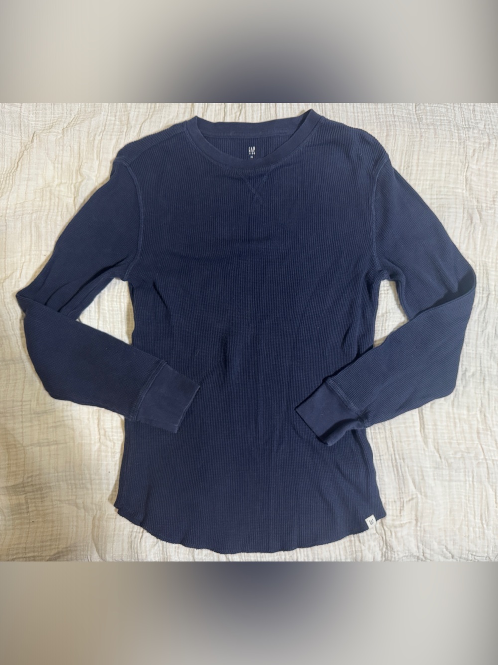 Boy’s Navy Thermal Long-Sleeve Sweater